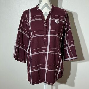 Maroon Plaid Womens Large Texas A&M Tunic Top